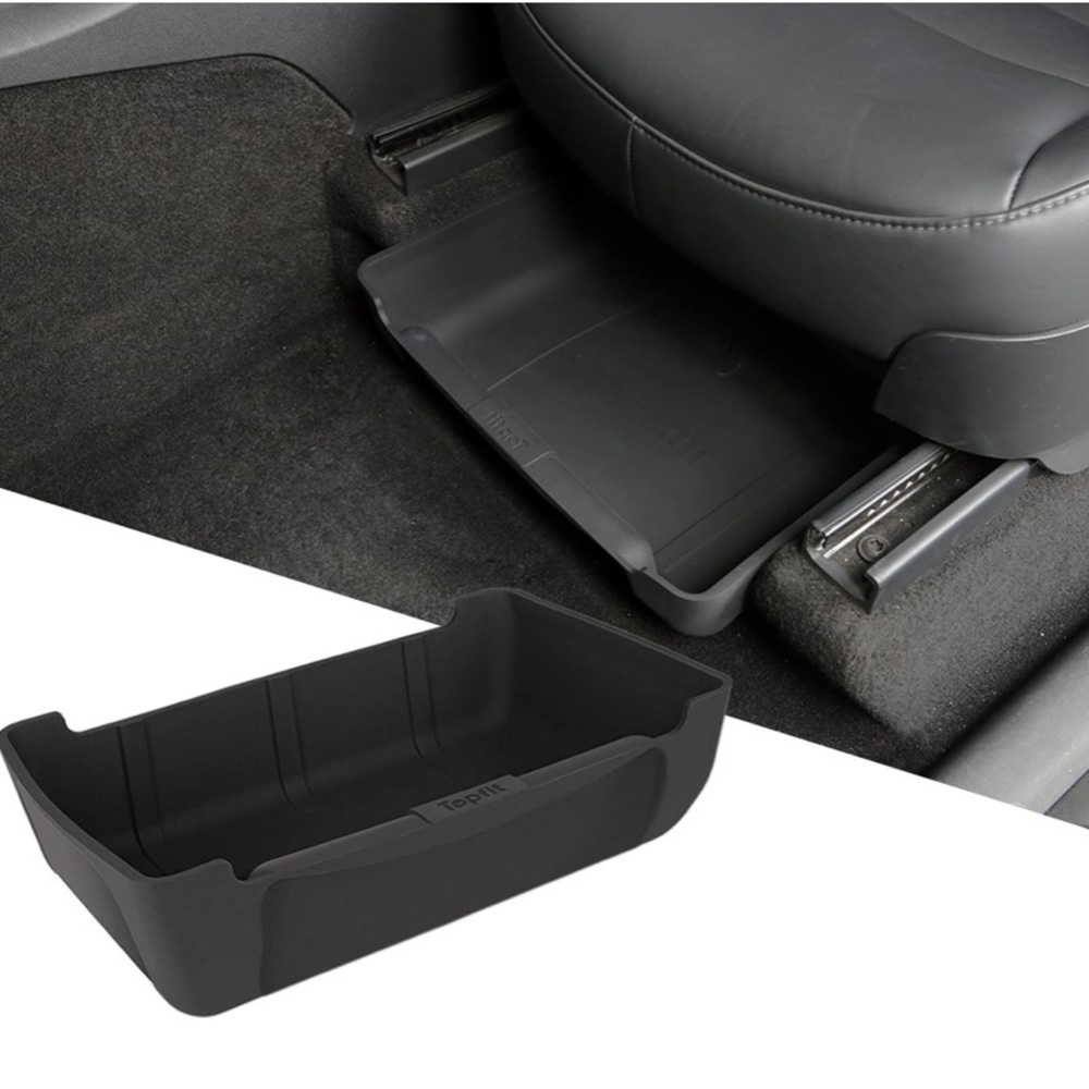 Topfit | Tesla Model Y & X Under Seater Storage Box Rubber Organizer Tray Black